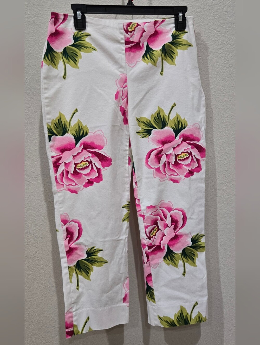 Rampage White Leggings with Pink Floral Print